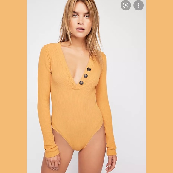 Free People Up All Night Golden Yellow Bodysuit - Picture 9 of 14